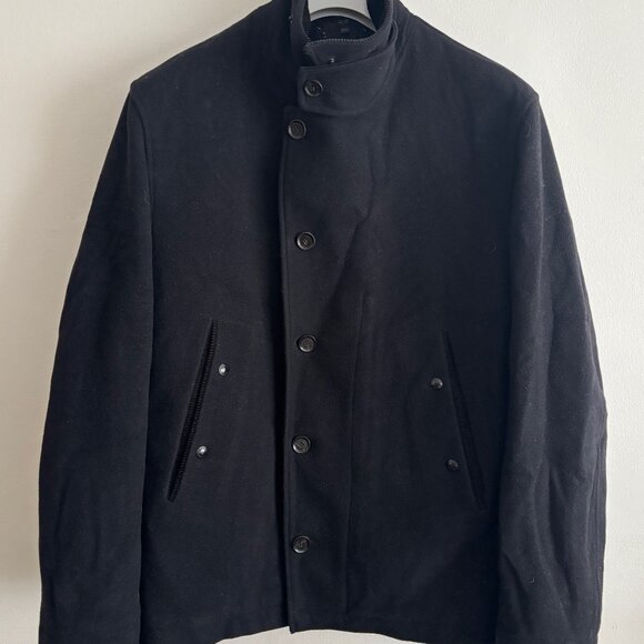 $1600 Belstaff Black Wool Trail Jacket / Pea Coat Shearling Collar - 38/ Medium - Picture 11 of 16